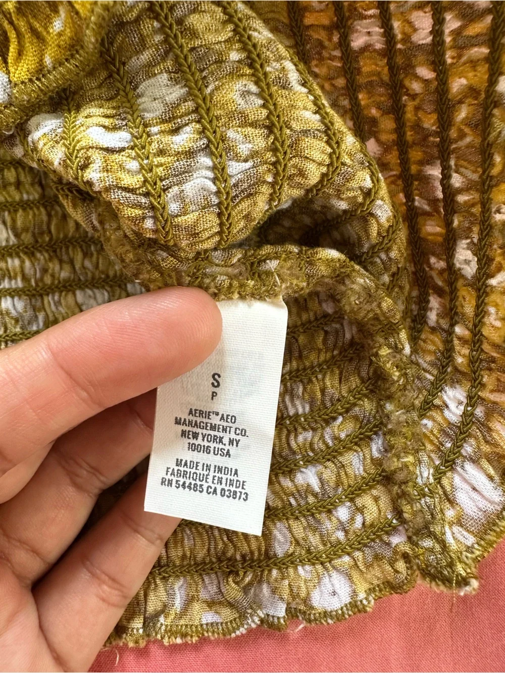 aerie Mustard Yellow Smocked Floral Tube Top